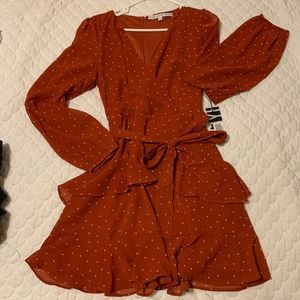 Red polka dot ruffle dress